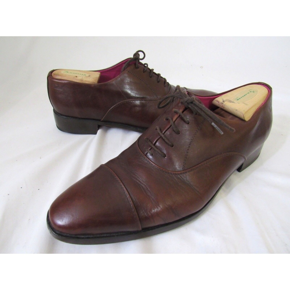 Argento & Bourbon Colbrand Cap Toe Leather Oxford Shoes Red Wine 41 UK $6,800